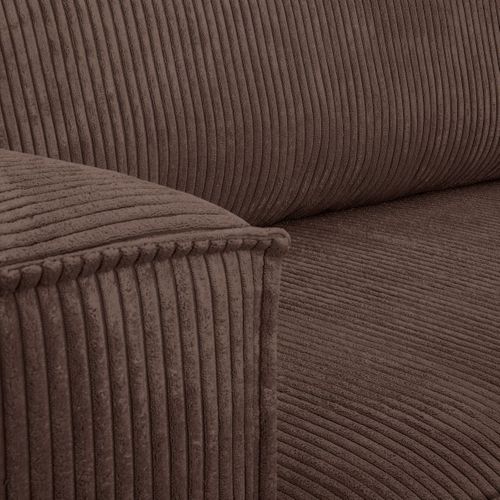 Canapé D'angle Convertible Réversible 4 Places En Velours Côtelé Moka - Livia