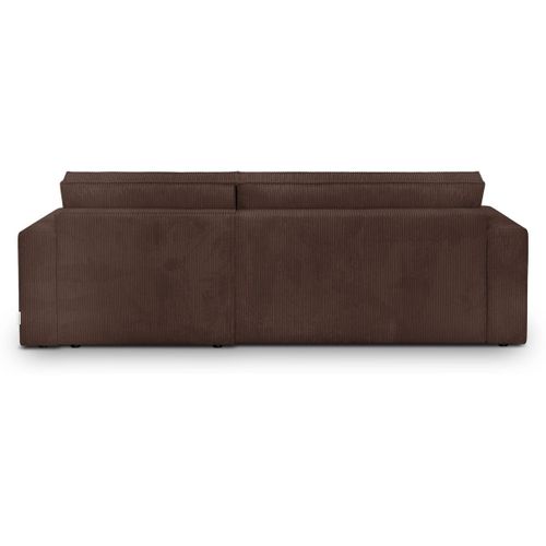 Canapé D'angle Convertible Réversible 4 Places En Velours Côtelé Moka - Livia