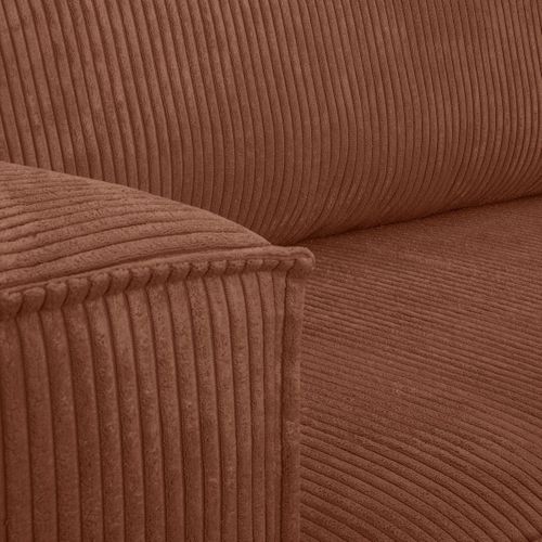 Canapé D'angle Convertible Réversible 4 Places En Velours Côtelé Rouille - Livia