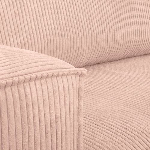 Canapé D'angle Convertible Réversible 4 Places En Velours Côtelé Rose Pâle - Livia