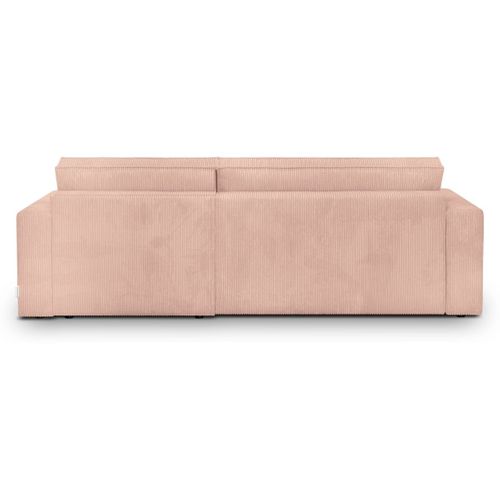 Canapé D'angle Convertible Réversible 4 Places En Velours Côtelé Rose Pâle - Livia