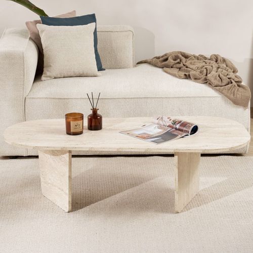 Table Basse Organique Effet Travertin 130 Cm - Ceane