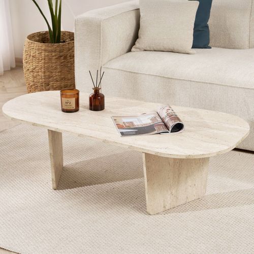 Table Basse Organique Effet Travertin 130 Cm - Ceane