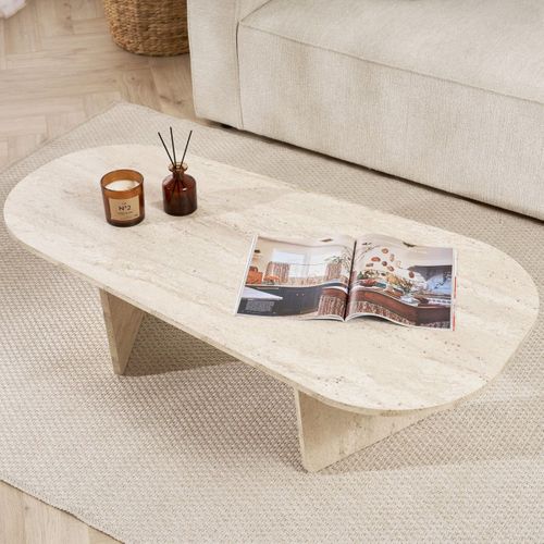 Table Basse Organique Effet Travertin 130 Cm - Ceane