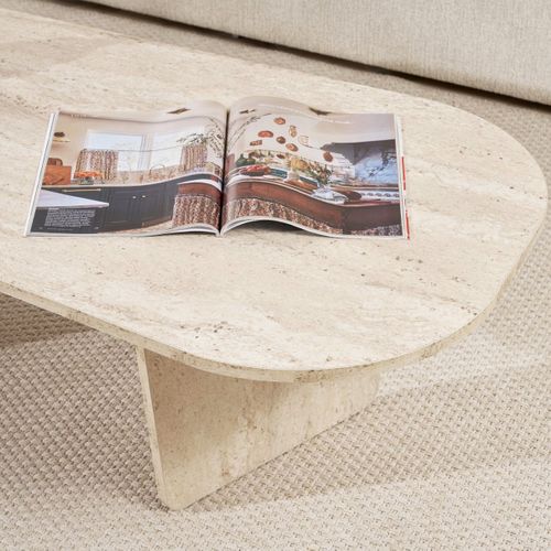 Table Basse Organique Effet Travertin 130 Cm - Ceane