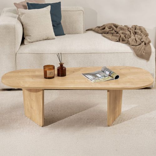 Table Basse Organique Effet Chêne Clair 130 Cm - Ceane