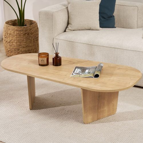 Table Basse Organique Effet Chêne Clair 130 Cm - Ceane