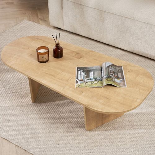 Table Basse Organique Effet Chêne Clair 130 Cm - Ceane