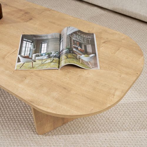 Table Basse Organique Effet Chêne Clair 130 Cm - Ceane