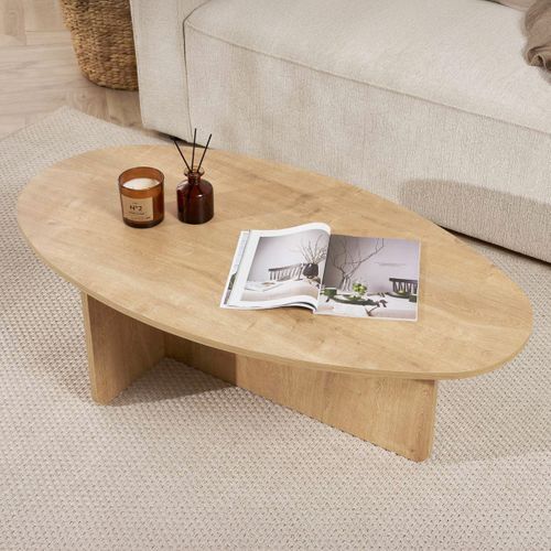 Table Basse Organique Effet Chêne Clair 120 Cm - Nira