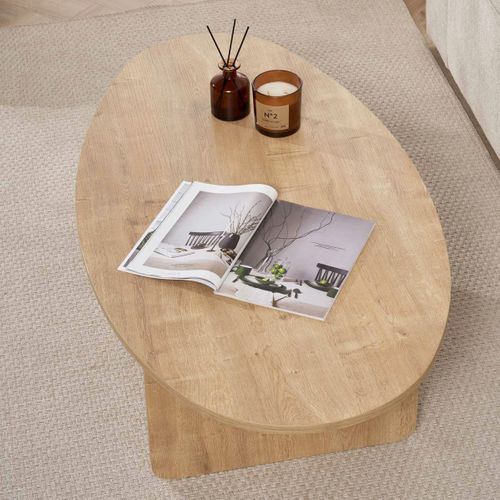 Table Basse Organique Effet Chêne Clair 120 Cm - Nira