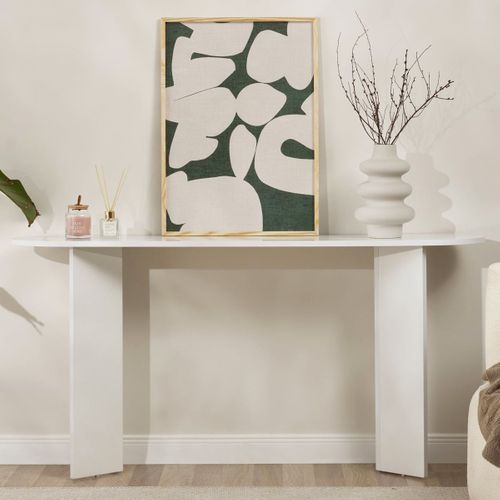 Console Ovale Effet Bois Blanc 150 Cm - Malva