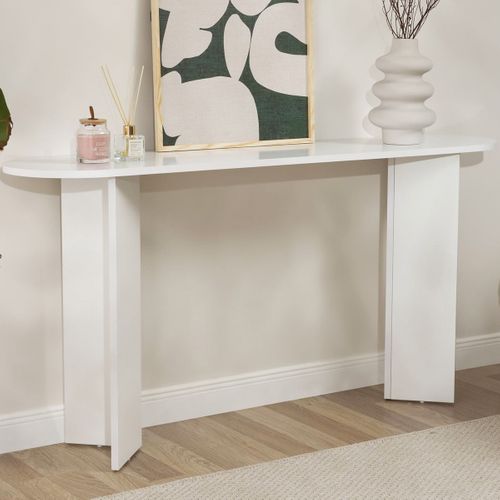 Console Ovale Effet Bois Blanc 150 Cm - Malva
