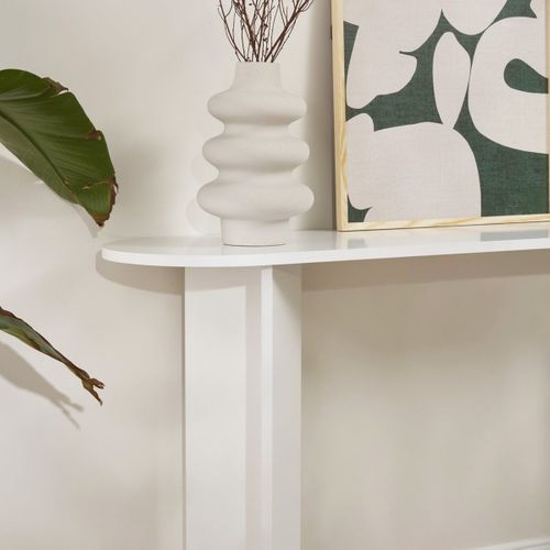 Console Ovale Effet Bois Blanc 150 Cm - Malva