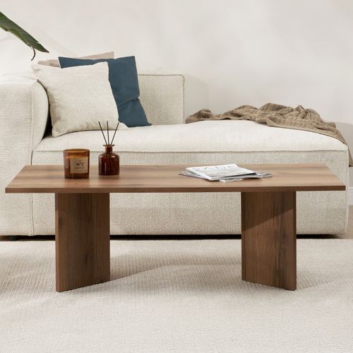 Table Basse Rectangulaire Effet Noyer Foncé 119 Cm - Taona