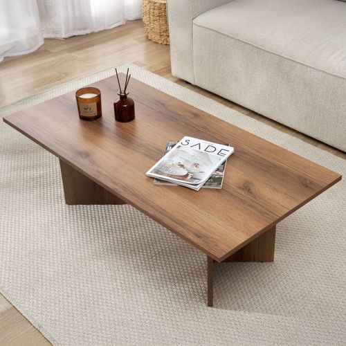 Table Basse Rectangulaire Effet Noyer Foncé 119 Cm - Taona