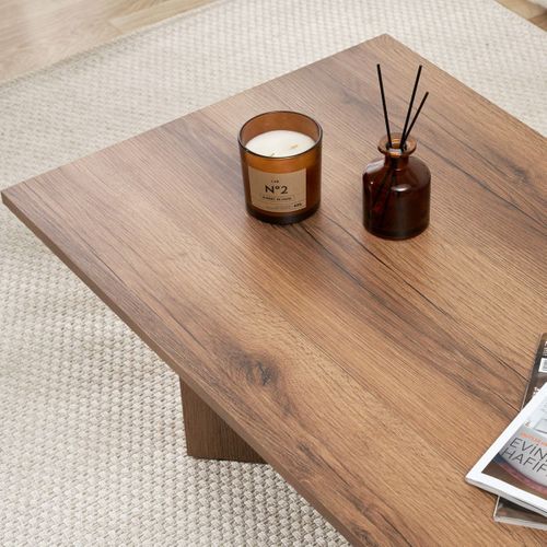 Table Basse Rectangulaire Effet Noyer Foncé 119 Cm - Taona