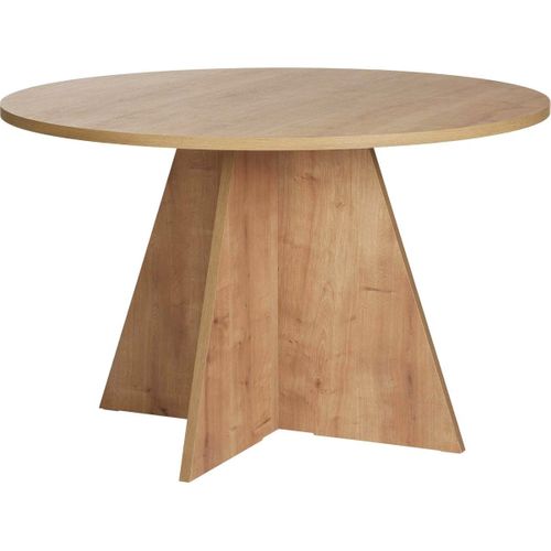 Table à Manger Ronde Effet Chêne 5 à 6 Pers. D.120 Cm - Norae