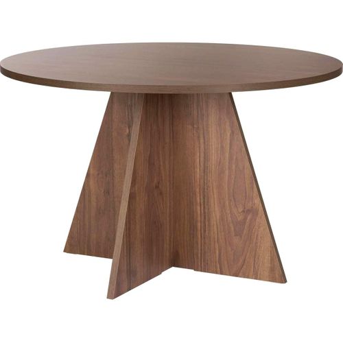 Table à Manger Ronde Effet Noyer 5 à 6 Pers. D.120 Cm - Norae