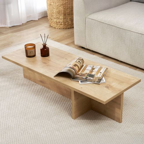 Table Basse Rectangulaire Effet Chêne Clair 120 Cm - Arden
