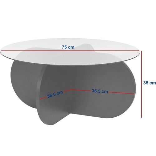 Table Basse Ronde Effet Chêne Clair Et Verre Fumé D.75 Cm - Eolia