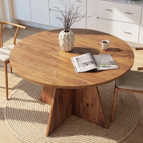 Table à Manger Ronde Effet Bois 5 à 6 Pers. D.120 Cm - Norae