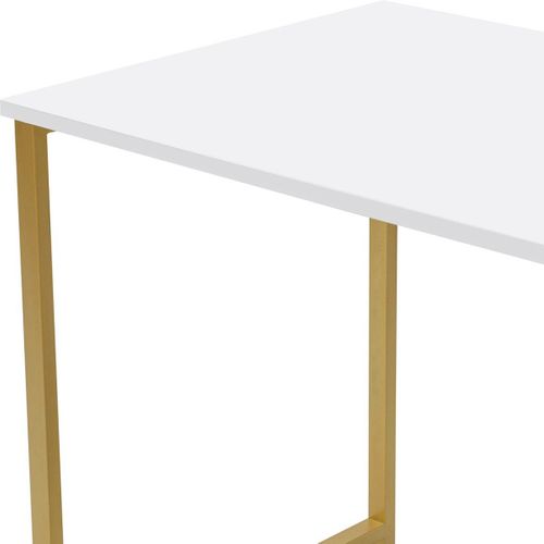 Bureau Double Avec Rangement Central Blanc, Piètement Doré 240 Cm - Orsa