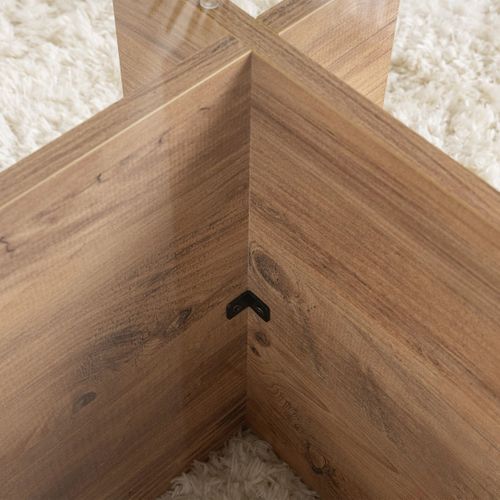 Table Basse Rectangulaire Effet Bois Et Verre 105 Cm - Kael