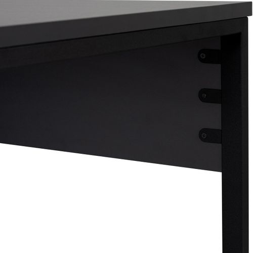 Bureau Double Avec Rangement Central Gris Anthracite, Piètement Noir 240 Cm - Orsa