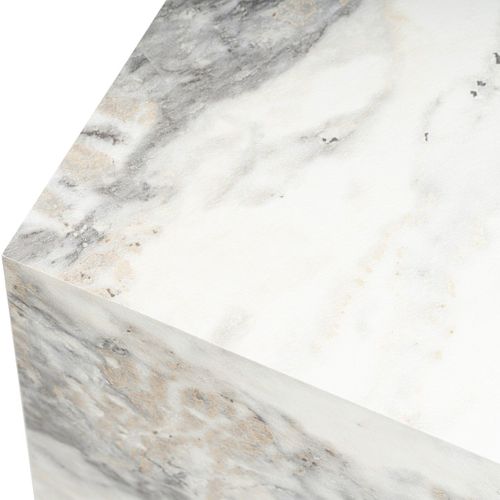 Table D'appoint Cubique Effet Marbre Blanc 45 Cm - Vanya
