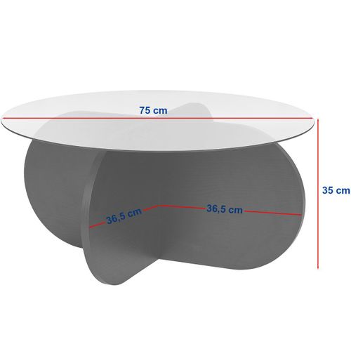 Table Basse Ronde Effet Chêne Clair Et Verre D.75 Cm - Eolia
