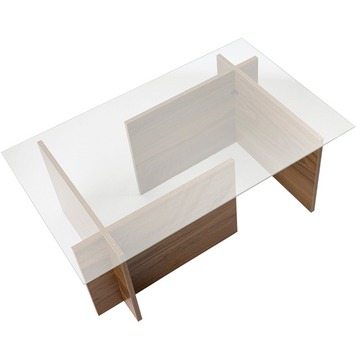 Table Basse Rectangulaire Effet Noyer Et Verre 105 Cm - Kael