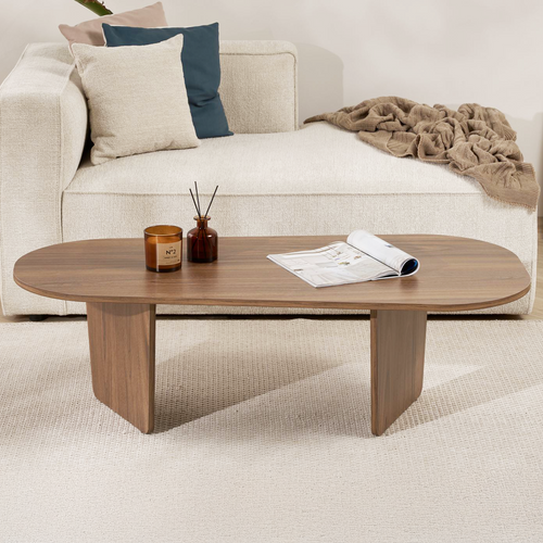 Table Basse Organique Effet Noyer 130 Cm - Ceane