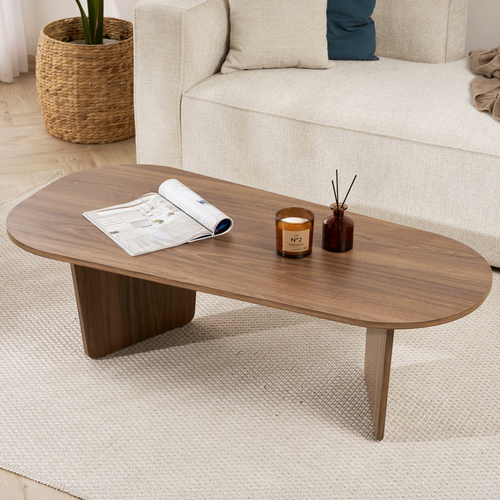 Table Basse Organique Effet Noyer 130 Cm - Ceane