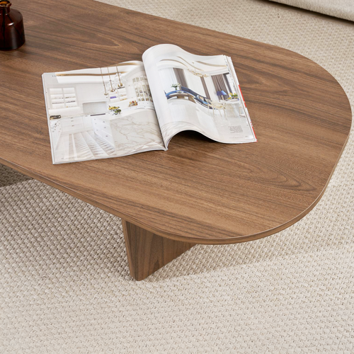 Table Basse Organique Effet Noyer 130 Cm - Ceane