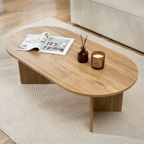 Table Basse Ovale Effet Chêne Foncé 119 Cm - Orane