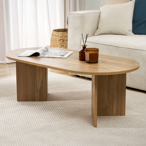 Table Basse Ovale Effet Chêne Foncé 119 Cm - Orane