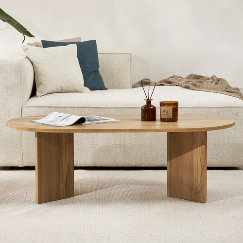 Table Basse Ovale Effet Chêne Foncé 119 Cm - Orane