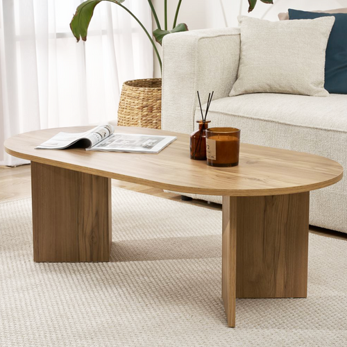 Table Basse Ovale Effet Chêne Foncé 119 Cm - Orane