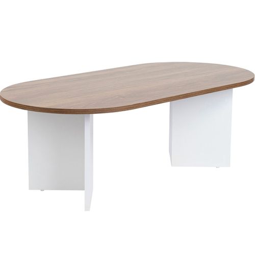 Table Basse Ovale Effet Noyer Et Piètement Blanc 119 Cm - Orane