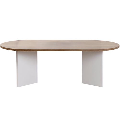 Table Basse Ovale Effet Noyer Et Piètement Blanc 119 Cm - Orane