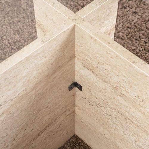 Table Basse Rectangulaire Effet Travertin Et Verre 105 Cm - Kael