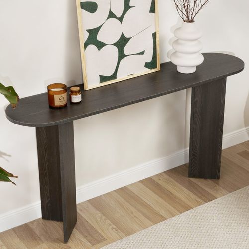Console Ovale Effet Bois Noir 150 Cm - Malva