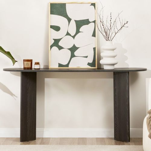 Console Ovale Effet Bois Noir 150 Cm - Malva
