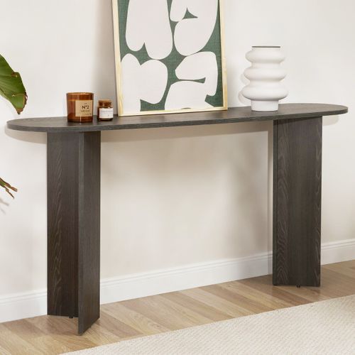 Console Ovale Effet Bois Noir 150 Cm - Malva