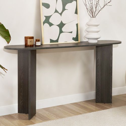 Console Ovale Effet Bois Noir 150 Cm - Malva