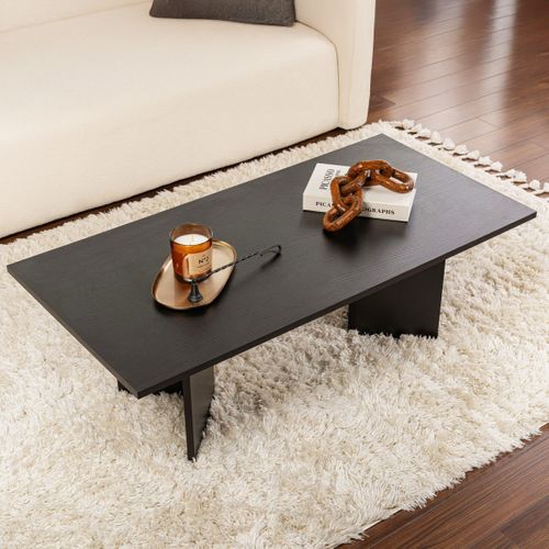 Table Basse Rectangulaire Effet Bois Noir 119 Cm - Taona
