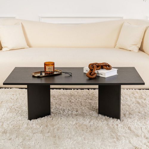 Table Basse Rectangulaire Effet Bois Noir 119 Cm - Taona