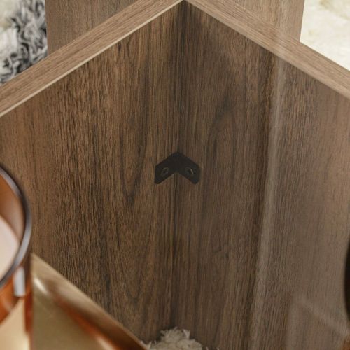 Table Basse Rectangulaire Effet Noyer Et Verre 105 Cm - Naelis