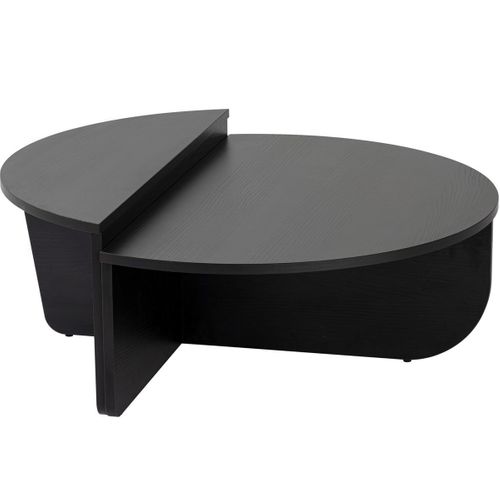 Table Basse Modulable Ronde Effet Bois Noir D.90 Cm - Selma